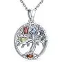 Tree of Life Necklace for Women, Sterling Silver Pendant, Jewelry Gift with Infinite Colorful Cubic Zirconia for Girlfriend Daughter