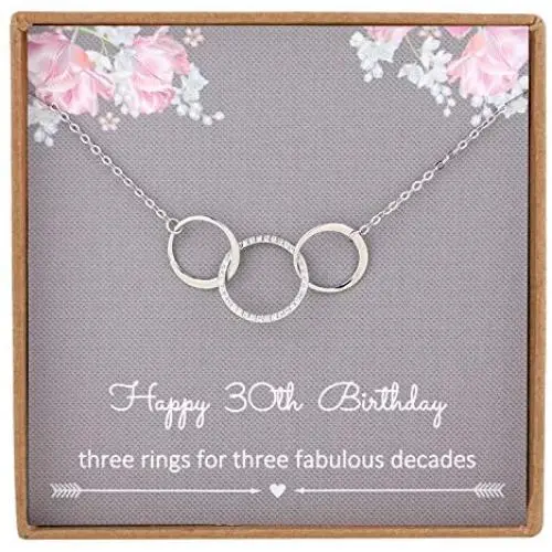 30th Birthday Gifts for Women,Sterling Silver 3 Circle CZ Necklace for Her Three Decade Jewelry,30 Years Old Birthday Gift Ideas 30th Birthday Gifts for Women,Sterling Silver 3 Circle CZ Necklace for Her Three Decade Jewelry,30 Years Old Birthday Gift Ideas