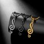 Hipunk Music Note Necklace Mens Skull Head 316L Stainless Steel Punk Musicial Pendant 18k Gold/Black Gun Plated Musician Jewelry