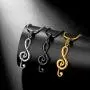 Hipunk Music Note Necklace Mens Skull Head 316L Stainless Steel Punk Musicial Pendant 18k Gold/Black Gun Plated Musician Jewelry
