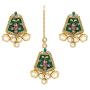 I Jewels Exklusive Gold Plated Kundan & Meenakari Bridal Necklace Set with Earrings & Maang Tikka for Women