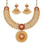 Crunchy Fashion Indian Bollywood Traditional and Modern Kundan polki Look Rhinestone Grand Bridal Designer Jewelry Necklace Earrings Set for Women in Gold Tone