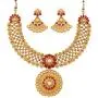 Crunchy Fashion Indian Bollywood Traditional and Modern Kundan polki Look Rhinestone Grand Bridal Designer Jewelry Necklace Earrings Set for Women in Gold Tone
