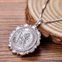 YL St Christopher Necklace Solid 925 Sterling Sliver Personalized Engraved Round Medallion Antiqued Religious Protector Talisman Pendant, Medal/Laced/Locket