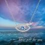 AOBOCO Sterling Silver Evil Eye Necklace Dancing Crystal Evil Eye Women Gifts
