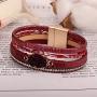 FANCY SHINY Leather Wrap Bracelet Boho Cuff Bracelets Crystal Bead Bracelet with Magnetic Clasp Jewelry Gifts for Women Teen Girls