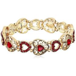 Napier Womens Bracelet 2.25Inch Heart Stretch, Red