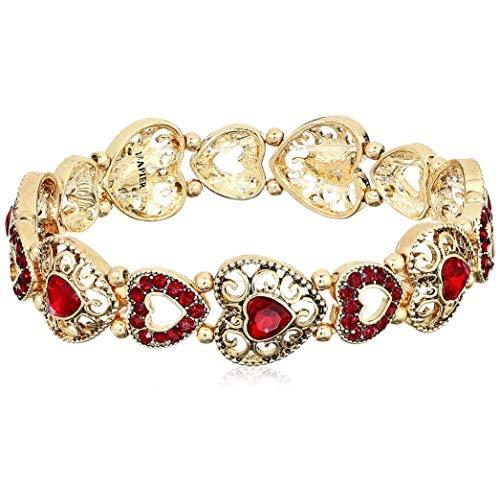 Napier Womens Bracelet 2.25Inch Heart Stretch, Red