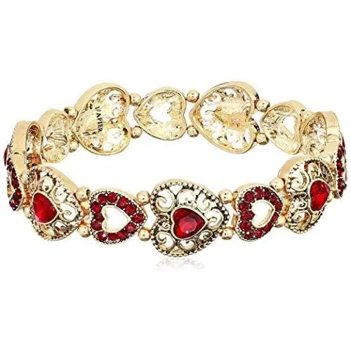 Napier Womens Bracelet 2.25Inch Heart Stretch, Red Napier Womens Bracelet 2.25Inch Heart Stretch, Red