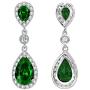 EleQueen 925 Sterling Silver Full Prong Cubic Zirconia Birthstone Teardrop Bridal Dangle Earrings