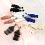 Bohemian Multi Tassel Statement Earrings - Lightweight Silky Tiered Layer Thread Fringe, Chandelier Duster Dangles Sparkly Jewel Faux Druzy Stone
