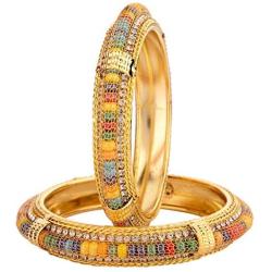 Efulgenz Indian Bollywood CZ Crystal Rhinestone Gold Plated Multicolor Beaded Wedding Bridal Bracelet Bangle Set Jewelry
