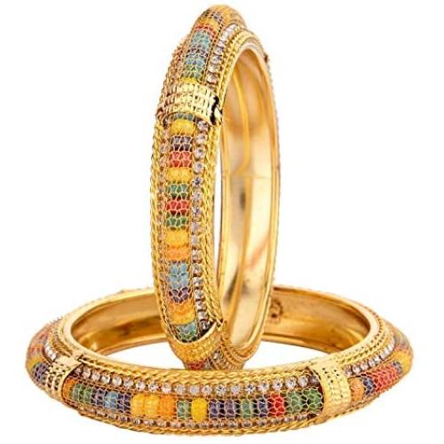 Efulgenz Indian Bollywood CZ Crystal Rhinestone Gold Plated Multicolor Beaded Wedding Bridal Bracelet Bangle Set Jewelry
