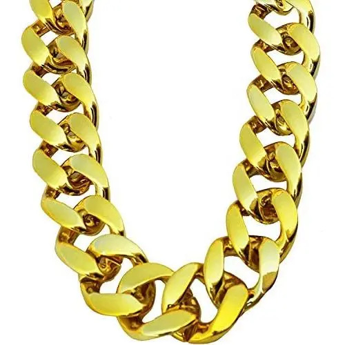 PinCute Big Chunky Hip Hop Turnover Chain, Face Gold Chain Costume, Plastic Gold Chain Necklace, 90s Punk Style Necklace for Rapper Costume, 36 inches Long PinCute Big Chunky Hip Hop Turnover Chain, Face Gold Chain Costume, Plastic Gold Chain Necklace, 90s Punk Style Necklace for Rapper Costume, 36 inches Long