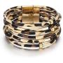 Lingdong Leopard Leather Bracelets for Fashion Women Leather Bracelet & Bangles Elegant Multilayer Wrap Wide Bracelet Jewelry