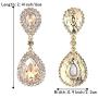 BriLove Womens Fashion Wedding Bridal Crystal Teardrop Infinity Dangle Earrings