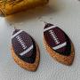 Football Earrings for Women - Glitter Leather Earrings Dangles - 3-Layered Faux Leather Big Statement Earrings - American Football - Glitter & PU Leather - Set of Two - Mall of Style
