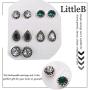 LittleB Vintage Crystal Stud Earring Sets Silver Dangle Earrings Water Drop Earrings Jewelry for Women and Girls