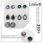LittleB Vintage Crystal Stud Earring Sets Silver Dangle Earrings Water Drop Earrings Jewelry for Women and Girls LittleB Vintage Crystal Stud Earring Sets Silver Dangle Earrings Water Drop Earrings Jewelry for Women and Girls