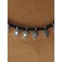 Saissa Silver Tone Oxidized Choker Boho Gypsy Thread Rope Indian Necklace Jewelry for Women