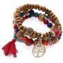 Cocazyw Bohemian Tassel Stretch Beaded Bracelet for Women Girls Crystal Strand Bangle Charm Multilayer Stackable Bracelet