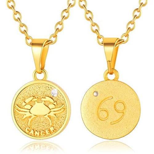 ChainsPro Women 12 Zodiac Sign Necklaces, Medallion Coin Pendant, with 18K Gold Plated Chain-18+2'' Adjustable, Horoscope Jewelry (Send Gift Box)