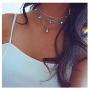 NICEMOVIC Boho Layered Star Tassel Choker Necklace Silver Opal Pendant Necklaces Beach Chain Jewelry for Women and Girls