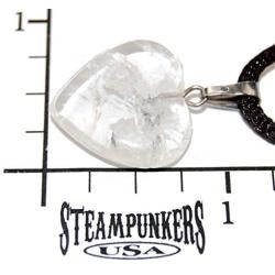 Steampunkers USA Big Heart Collection - 20mm Classic Clear Quartz White - 20-22 inch Black Cord – Crystal Gemstone Carved Necklace Charm Handmade