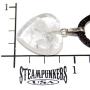 Steampunkers USA Big Heart Collection - 20mm Classic Clear Quartz White - 20-22 inch Black Cord – Crystal Gemstone Carved Necklace Charm Handmade