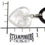 Steampunkers USA Big Heart Collection - 20mm Classic Clear Quartz White - 20-22 inch Black Cord – Crystal Gemstone Carved Necklace Charm Handmade
