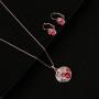 EVEVIC Swarovski Crystals Round Disc Pendant Necklace Earrings for Women 14K Gold Plated Hypoallergenic Jewelry Sets