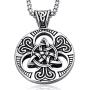 enhong Celtic Knot Necklace for Men,Stainless Steel Magic Double Side Solid Heavy Pendant with Chain