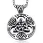 enhong Celtic Knot Necklace for Men,Stainless Steel Magic Double Side Solid Heavy Pendant with Chain