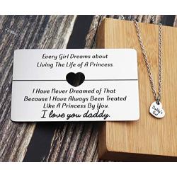 Meibai Father Daughter Gift Set Wallet Insert Card with Heart Cut Out Necklace Daddy and Me Matching Jewelry Daddys Girl