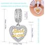 HAPiZOKE Mother Charm Sterling Silver Love Mum Charm Best Mom Charm Bead with Cubic Zirconia for Bracelets/Gift for Mother