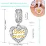 HAPiZOKE Mother Charm Sterling Silver Love Mum Charm Best Mom Charm Bead with Cubic Zirconia for Bracelets/Gift for Mother HAPiZOKE Mother Charm Sterling Silver Love Mum Charm Best Mom Charm Bead with Cubic Zirconia for Bracelets/Gift for Mother