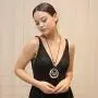 Long Pendant Necklaces Silver Pendant Natural Black Rope Chain Bohemian Necklace for Women Teens Girls with Gift Box