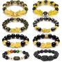 Jewdreamer 8PCS Feng Shui Good Luck Bracelets for Men Women Five-Element Obsidian Bead Lucky Charm Pi Xiu Pi Yao Bracelet Chinese Dragon Attract Good Luck and Wealth Jewelry Adjustable Elastic