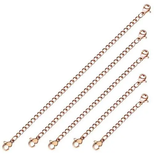 ORAZIO 5-10Pcs Stainless Steel Necklace Bracelet Extender Chain Set,2'' 3'' 4'' 5'' 6''