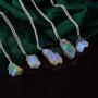 Real Ethiopian Opal Rough Crystals Pendant Necklace Gemstone Natural Raw Crystals Fire Play Energy Healing Crystals, Birthday, Gift for her, 925 Sterling Silver Jewelry 18 inch AA+ Quality