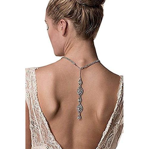 Unicra Wedding Crystal Choker Pendants Bridal Back Necklace Wedding Accessories for Brides