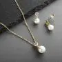 Mariell Gold CZ & Ivory Pearl Wedding Necklace and Earrings Jewelry Set for Bridesmaids & Brides