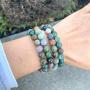 Natural Indian Agate Gemstone Bracelet 7 inch Stretchy Chakra Gems Stones Healing Crystal Birthday Gift GB8-31