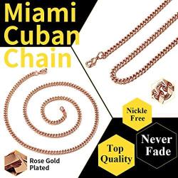 ChainsHouse Miami Cuban Link Necklace 4mm/5mm/7mm/10mm/13.5mm Wide Stainless Steel/18K Gold Plated Curb Chains for Men Women, 18''-30'', Send Gift Box