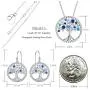Mothers Day Gifts for Mom Tree of Life Necklace Earrings Set Birthstone Aquamarine Blue Sapphire Jewelry for Women Anniversary Birthday Gifts Sterling Silver Mothers Day Gifts for Mom Tree of Life Necklace Earrings Set Birthstone Aquamarine Blue Sapphire Jewelry for Women Anniversary Birthday Gifts Sterling Silver