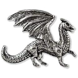 Pewter Dragon Pin Brooch, Lapel, Throne, Medieval, King, Fantasy, Men Women and Children Jewelry, Made in America