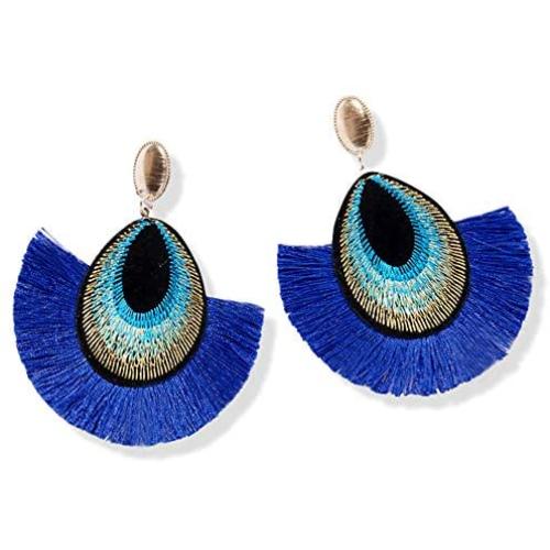 GIMEFIVE Bohemian Fashion Statement Colourful Thread Tassel Earrings Summer Fringe Drop Dangle Earrings for Women Girls Jewelry