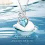 FANCIME Birthstone Necklace for Women 1.5CT Created Aquamarine Necklace in Sterling Silver Infinity Double Heart Necklace Dainty Fine Jewelry 16''+2''extender