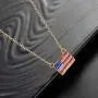 LUX ACCESSORIES Gold Tone American Flag Red Blue Crystal Rhinestones Necklace
