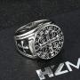 HZMAN Men Women St Benedict Exorcism Ring Silver Stainless Steel Catholic Roman Cross Demon Protection Ghost Hunter